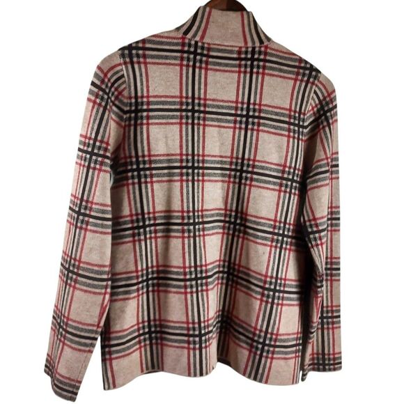 Rachel Zoe NWT Plaid Moto Jacket Sz M Zip Front Snap Pockets Red Beige Check - Picture 6 of 10